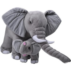 Wild Republic Mom and Baby Jumbo Elephant Large Cuddly Toy, 76 cm, Gift Idea for Children, Cuddly Toy with Baby, Giant Stuffed Toy Made from Recycled Water Bottles