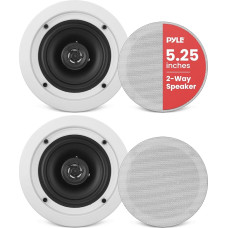 Pyle PDIC51RD Ceiling Wall Mount Speakers - 5.25” Pair of 2-Way Midbass Woofer Speaker 1'' Polymer Dome Tweeter Flush Design w/ 80Hz - 20kHz Frequency Response & 150 Watts Peak Easy Installation