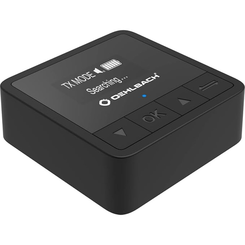 Oehlbach BTR Innovation 5.2 Bluetooth Transmitter and Receiver (Transmitter/Receiver) in aptX Quality, OLED Display, 20 Hours Battery Life, 10 m Range, Black