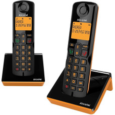 Alcatel S280 Duo Orange Cordless Phone Duo, Hands-Free Calls, Phone Book with 50 Names and Numbers, Function to Block Unwanted Calls