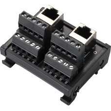 PENGLIN RJ45 8P8C DIN Rail Mount Ethernet Connector Distribution Breakout Board, 2 Way RJ45 Vertical Socket Adapter