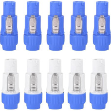 Roundsky Nac3Fca Speakon Plug 3 Pin Powercon Plug 20 A 250 V AC Connector Blue and White Pack of 10