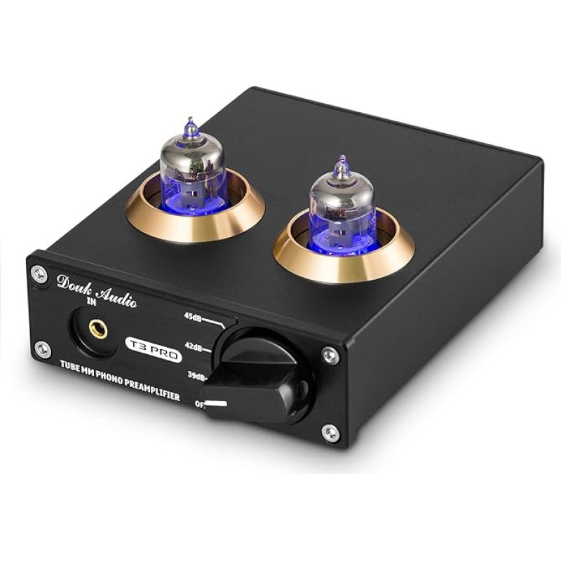 Douk Audio T3 PRO Tubes Phono Preamp for Turntable, MM Phonograph Preamp, Mini Valve Stereo Preamplifier for Record Player