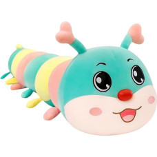 TINAYAUE 110cm Cute Caterpillar Pillow Cuddly Fluffy Plush Toy Soft Long Throw Pillow Cartoon Animal Stuffed Sleeping Pillow Cozy Bed Leg Pillow Playroom Doll