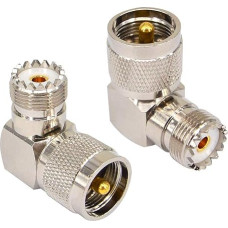 BOOBRIE 2 x UHF Male to UHF Female Adapter SO239 Right Angle Plug PL259 Right Angle Plug PL259 UHF L-Shaped Plug Coaxial Cable Connector