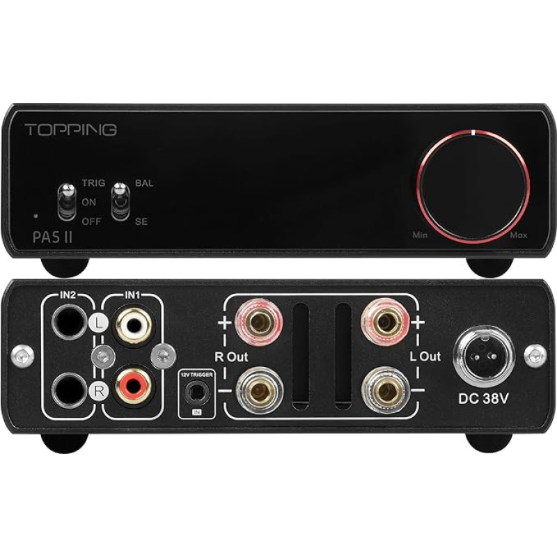 Topping PA5 II Power Amplifier 100W x 2 Class D Fully Balanced Amplifier TRS/RCA Input 12V Trigger Stereo Home Audio Amplifier