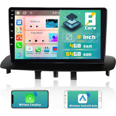 Hikity 8-Core/4G + 64G for Renault Megane 3 2009-2014 Android 13 Car Radio with Wireless CarPlay Android Car 9 Inch Touchscreen Car Radio Bluetooth with Navigation WiFi SWC DSP 59UI FM RDS Mic