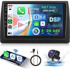 8 Core 2 + 64G: Hodozzy Carplay Car Radio for Fiat Stilo 2002-2010, 9 Inch Touchscreen Android Car Radio with Android Car/WiFi/GPS/RDS/FM/Bluetooth/USB + Reversing Camera