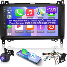 [2+64G] Android 13 Car Stereo for Mercedes Benz Sprinter W906 W245 W169 W639 B200 Viano Vito 2006-2011 with Wireless Carplay & Android Car - 9 Inch Touchscreen Car Radio with DSP SWC+ Rear View Camera