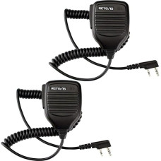 Retevis Radio Speaker Microphone 2 Pin Radios Professional Speaker Microphone Compatible RT24 RT24V RT27 for Hunting and Shooting (Pack of 2)