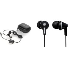 IK Multimedia iRig Mic Lav & Panasonic RP-HJE125E-K In-Ear Headphones - Three Pairs of Fit Pieces, 10-24,000 Hz, 1.1 m Cable, Black