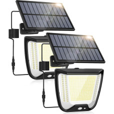 Saulės lauko judesio jutiklis LED lempa 288 LED šviesos lauko prožektorius su 3 režimais Lauko lempa potvynio šviesa IP65 Vandeniui atspari lauko saulės lempa Lauko šviesa su 5 m kabeliu sodo garažui