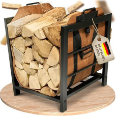 Firewood Rack with Canvas Bag 50 x 40 x 55 cm - Powder Coated Firewood Shelf/Wood Storage - Clean and Tidy Wood Storage - for Indoor & Outdoor Use