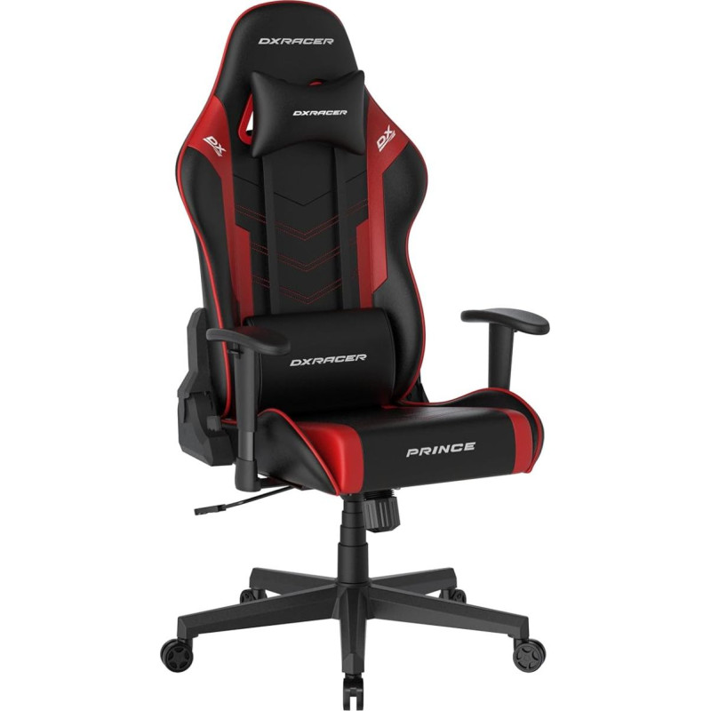 DXRacer Prince L PF132 Gaming-/ Büro-/ Schreibtischstuhl, mit Wippfunktion Gaming Stuhl Höhenverstellbarer Drehstuhl PC Stuhl Ergonomischer Chefsessel, schwarz-rot