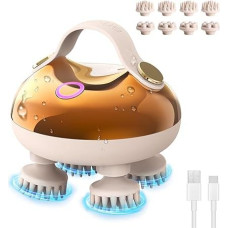 arboleaf Electric Head Massage, Scalp Massager IPX7 Waterproof with 8 Massage Heads and 3 Massage Modes, Handy Head Massager for Relaxation, Deep Cleaning (Golden)
