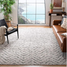 SAFAVIEH Adirondack Collection Geometric Rug for Living Room, Dining Room, Bedroom, Short Pile, Ivory and Charcoal, 72 x 108 Inch