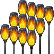 Pack of 12 Outdoor Solar Lights, Weatherproof, Solar Lights for Outdoor Balcony Lighting Garden Decoration, Solar Torches, LED Garden Lighting, Solar Outdoor, Garden Lamps, Solar Weatherproof