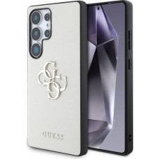 CG MOBILE Guess Grained Big 4G Logo Small Classic Logo Case for Samsung Galaxy S25 Ultra (Beige)