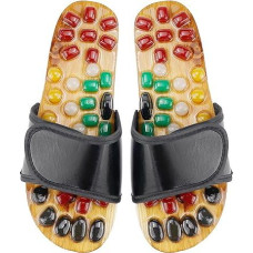 FERCAISH Nefrito masažo šlepetės, laisvalaikio batai masažui bambuko, akmenukų akupunktūros sandalai, pėdų refleksologijos batai, akupresūros vyrų pėdų masažas sveikatos priežiūrai (39-40)