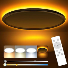slochi LED Ceiling Light, 36 W 4200 LM Ceiling Light Flat Dimmable with Remote Control, 1800 K Night Light Warm, 3000 K - 6500 K, Ultra Thin Bedroom Lamp for Bedroom, Living Room, Children's Room, Round, White