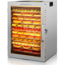 Maisto dehidratorius 12 nerūdijančio plieno padėklų, 10,9 ft² mėsos dehidratorius 