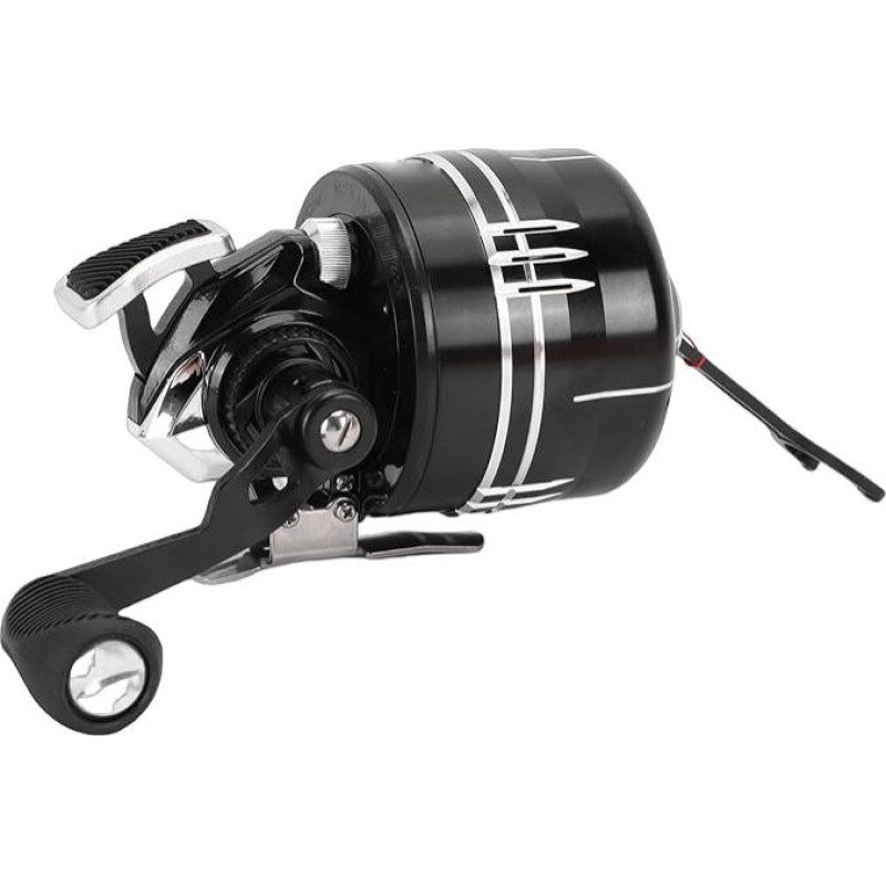 Angelrolle, Hochgeschwindwindigkeits-Wendegriff mit 120 M Schnurlänge für Angelabenteuer, aliuminio apvadas, Kupfer-Zink-Legierung, Schwarz