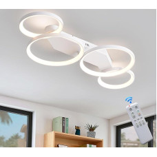 LED Ceiling Light Dimmable Modern Living Room Lamp with Remote Control, 45 W 80 cm White 4 Ring Large Bedroom Lamp, Colour Temperature 3000-6000 K, 4 W Night Light, Memory Function