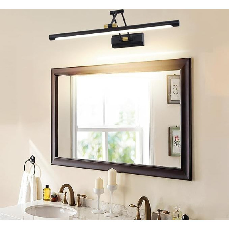 LED veidrodžio šviesa Vonios veidrodžio šviesa 12 W 57 cm paveikslo šviesa Vonios veidrodžio šviesa Interjero apšvietimas Palto šviesa Aliejinės tapybos šviesa Makiažo šviesa 270° sieninė šviesa 4000 K Pasukamas IP44