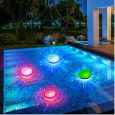 Zeadio LED Unterwasser-Poolleuchten mit 6 Lichtmodi, tauchfähig & wasserdicht, einfache Installation für Einbau- und Aufstellpools, RGB-farbwechselnde Spa- & Partyleuchten, 4er-Pack