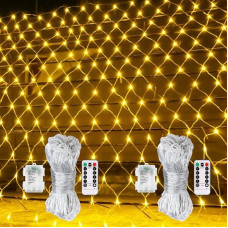 Akumuliatorinis Kalėdų LED žibintų šviesos su laikmačiu, 8 režimai, reguliuojamas apšvietimas, lauko, 1,5 m x 1,5 m, 100 šviesos diodų, 2 vnt.