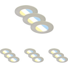 BRILONER - 3er Set LED Einbaustrahler 230V, LED Strahler Badezimmer IP44, Deckenstrahler, Spots, Deckenspots, Lichtfarbe einstellbar, Matt-Nickel (Packung mit 4)