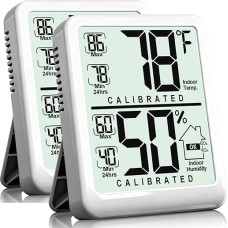 Antonki 2 pakuotės kambario termometras, skaitmeninis mažas vidaus termometras drėgmės matuoklis, temperatūros drėgmės matuoklis su maksimalaus/minimalaus įrašymo monitoriaus jutikliu namams