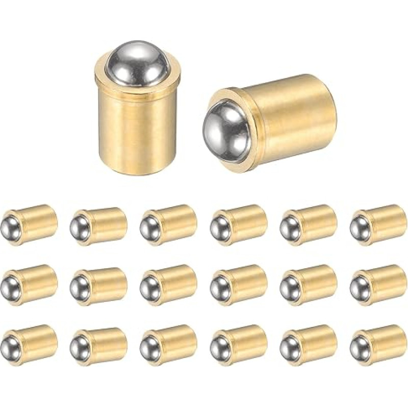 QUARKZMAN 20 Stück 304 Edelstahl Kugeldruckstift, 10mm Durchmesser. Kugelfangverschluss Glatter Druckpassfeder Präzise Positionierung Endkraft 70N für mechanische Geräte, Möbel (12x20mm)