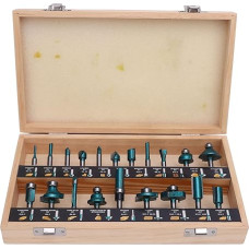 Cryfokt 20-teiliges Hartmetall-Fräser-Set für Holzarbeiten, Langlebiges Trimmen, Gravieren für Vielseitige Aufgaben, Anwendbar auf Massivholz und Sperrholz, Grün (1/2 Zoll Schaft)