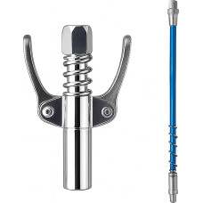 Grease Gun Mouthpiece Stainless Steel Double Handle Grease Gun Coupler for Grease Gun with 30 cm Hose, Locking Pliers Grease Gun Coupling Suitable for Standard M6/M8/M10/M12/M14
