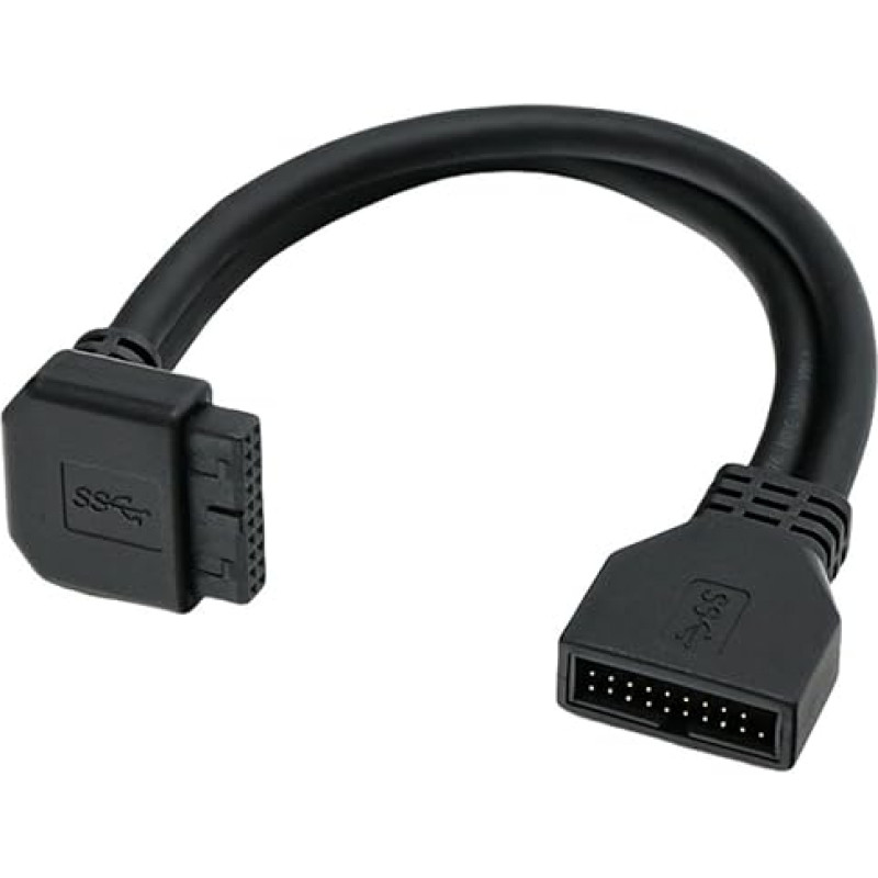 Auksu dengtas USB3.0 pagrindinės plokštės ilgintuvas 25 cm 90 laipsnių alkūnės dizaino priekinio skydelio adapteris, skirtas kompiuterių statybai