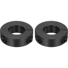 sourcing map 2 x doppelt geteilte Schaftmanschetten, 20 mm Bohrung, zweiteiliger Klemmkragen, 40 mm Außendurchmesser, 12 mm Dicke, Karbonstahl, Schlosskragenklemme mit Stellschrauben (Schwarzoxid)