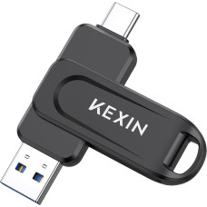 KEXIN USB C Stick 128GB USB Stick 3.0 OTG 100MB/s 2-in-1 Memory Stick C 128GB Dual Flash Drive for PC, Car, Smartphone iPhone 15/16 Black