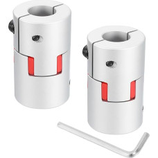 QUARKZMAN 2 x D40 L66 18 mm - 18 mm lanksti slyvos veleno jungtis Aliuminio jungtis Lanksti voratinklinė jungtis, skirta 3D spausdintuvui, CNC mašinoms ir servo žingsniams (sidabrinė spalva / raudona)