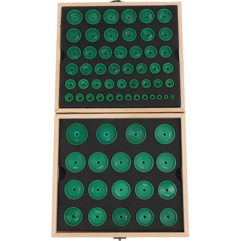 Laikrodžių presas Die -Set hohe Genauigkeit Robustes Harz Watch Base Cover Press Die für Uhr Reparaturprofi Techniker Hobbyist 68pcs Mehrere Größen 8 mm bis 48 mm