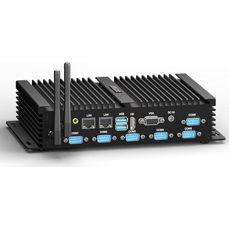 Be ventiliatoriaus veikiantis mini kompiuteris i7 8550U, pramoninis kompiuteris, 6 COM, 2 x 2.5G Gigabit Ethernet, 8GB DDR4, 256GB SSD, 