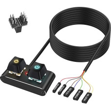XMSJSIY PC Power Button Desktop Computer External Power Switch with RGB Light On/Off and Reset Switch Power Button Extension Cable for Computer Motherboard - 2 m / 6.56 ft