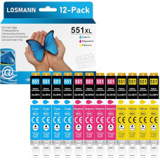 LOSMANN 551 XL Printer Cartridges Compatible with Canon PGI-550 CLI-551 for Pixma MX725 MX925 MX920 MG5650 MG5550 MG6650 iP7250 iX6850 iP7200 MG5400 MG6350 MG644 50 50 MG450 MG7150 MG7500 (12-Pack)