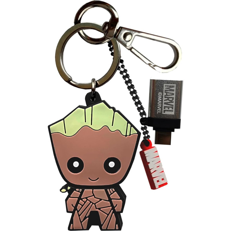 WONDEE Marvel 2-in-1 raktų pakabukas + USB ir USB C atmintinė Juokingos 32 GB Groot figūrėlės su papildomu USBC adapteriu Marvel Groot dovanos vaikams, moterims ir vyrams