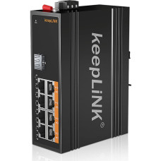 8 prievadų pramoninis Gigabit PoE komutatorius, nevaldomas, 8 PoE+ @ 245 W, 1 SFP lizdas, apsaugotas DIN bėgio tinklo komutatorius, IP40