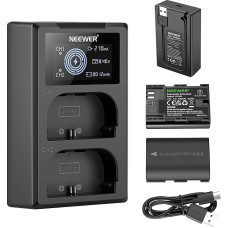 NEEWER LP-E6NH atsarginių baterijų ir įkroviklio rinkinys, suderinamas su 
