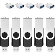 5 pakuotės 128 GB USB atmintinė su C tipo adapteriu ir atminties dėžute, USB 2.0 atmintinė, 360° kampu besisukanti atmintinė mobiliajam telefonui / nešiojamajam kompiuteriui / kompiuteriui / nešiojamajam kompiuteriui / 