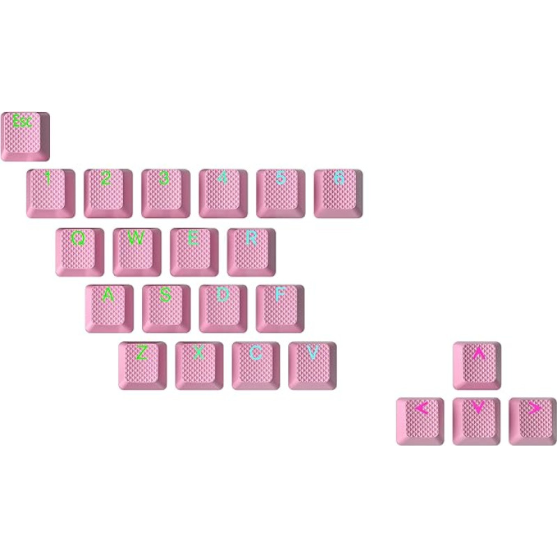 Ranked Rubber Keycap Set | Double Shot Translucent | OEM profilis mechaninei žaidimų klaviatūrai (Prism Pink, 23 klavišai)