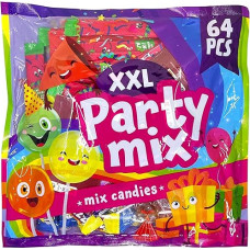 Becky's Party Mix maišelis 64 vnt., 500 g: veganiškas, be glitimo - saldus, rūgštus, vaisinis, skirtas bet kokiai šventei, saldainių mišinys su ledinukais, kramtomosiomis gumomis, kramtomaisiais saldainiais, idealiai tinka gimtadieniams, piknikams, kino v