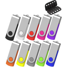 TEWENE 32 GB USB atmintinė, 10 vnt., USB 2.0 duomenų kaupiklis su krepšeliu, besisukanti sulankstoma atmintinė, 